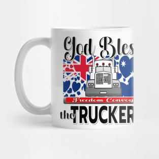 GOD BLESS THE TRUCKERS - TRUCKERS FOR FREEDOM - THANK YOU TRUCKERS - AUSTRALIAN FLAG - CANBERRA BLK LETTERS GRAPHIC Mug